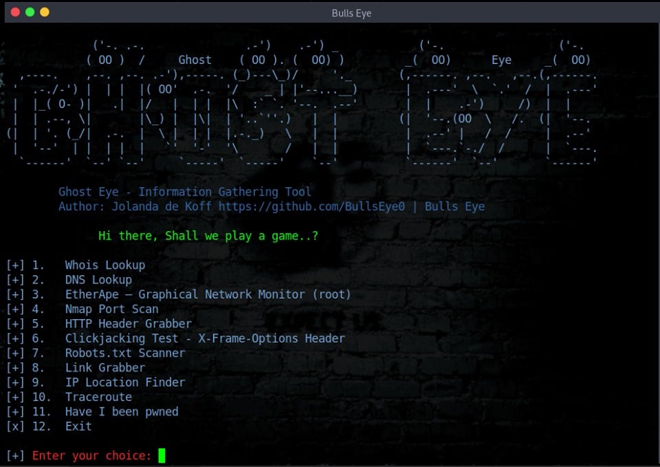Ghost Eye is an Information Gathering - Footprinting and Reconnaissance Tool I made in Python 3. It includes some important tools for Information Gathering. /getting-started-with-ghost-eye/featured-image.jpg