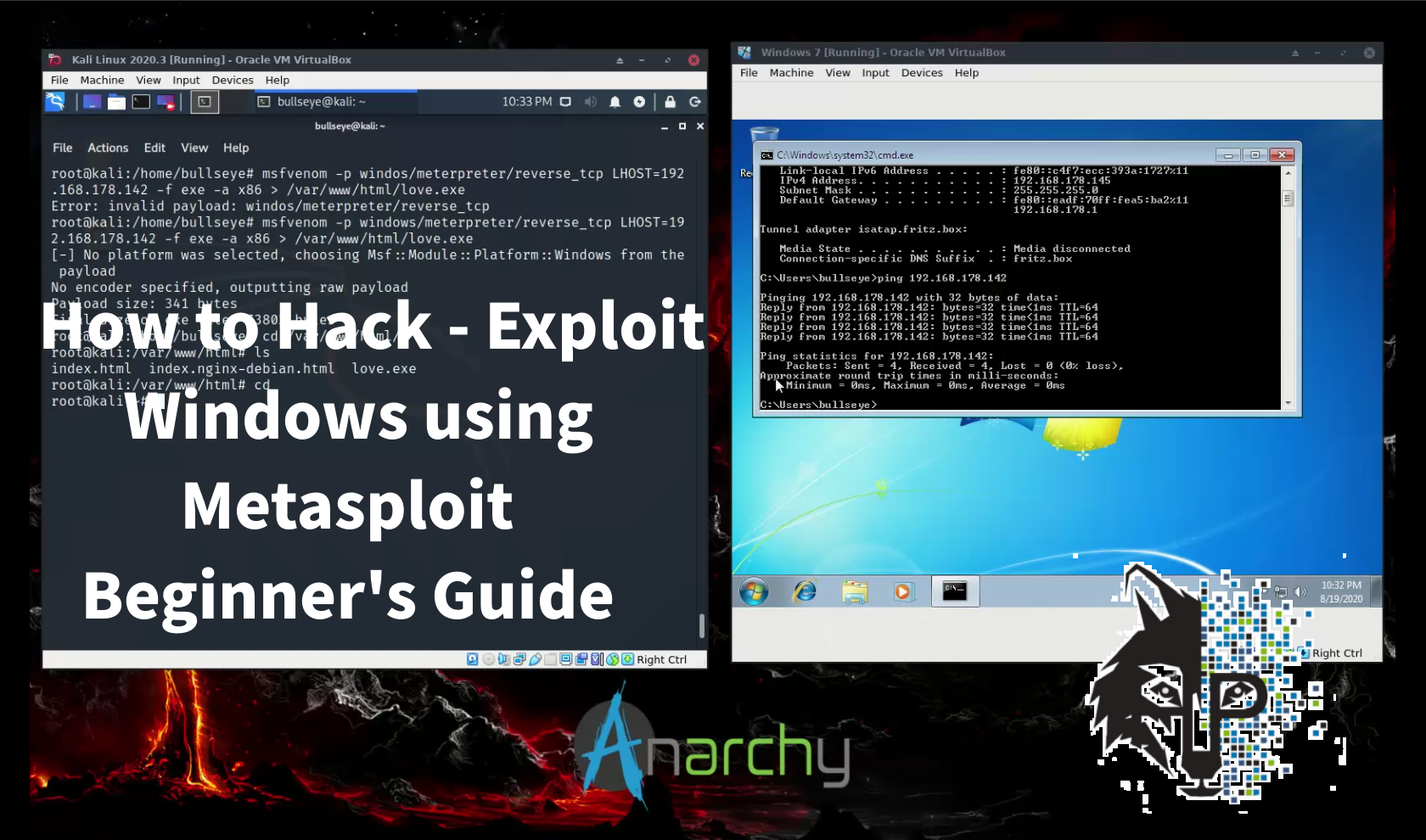 For this video - article, I set up Windows 7 (As an easy target). Create a payload with Metasploit MSFvenom and get full control over the target machine. /how-to-hack-exploit-windows-using-metasploit-beginners-guide/featured-image.png