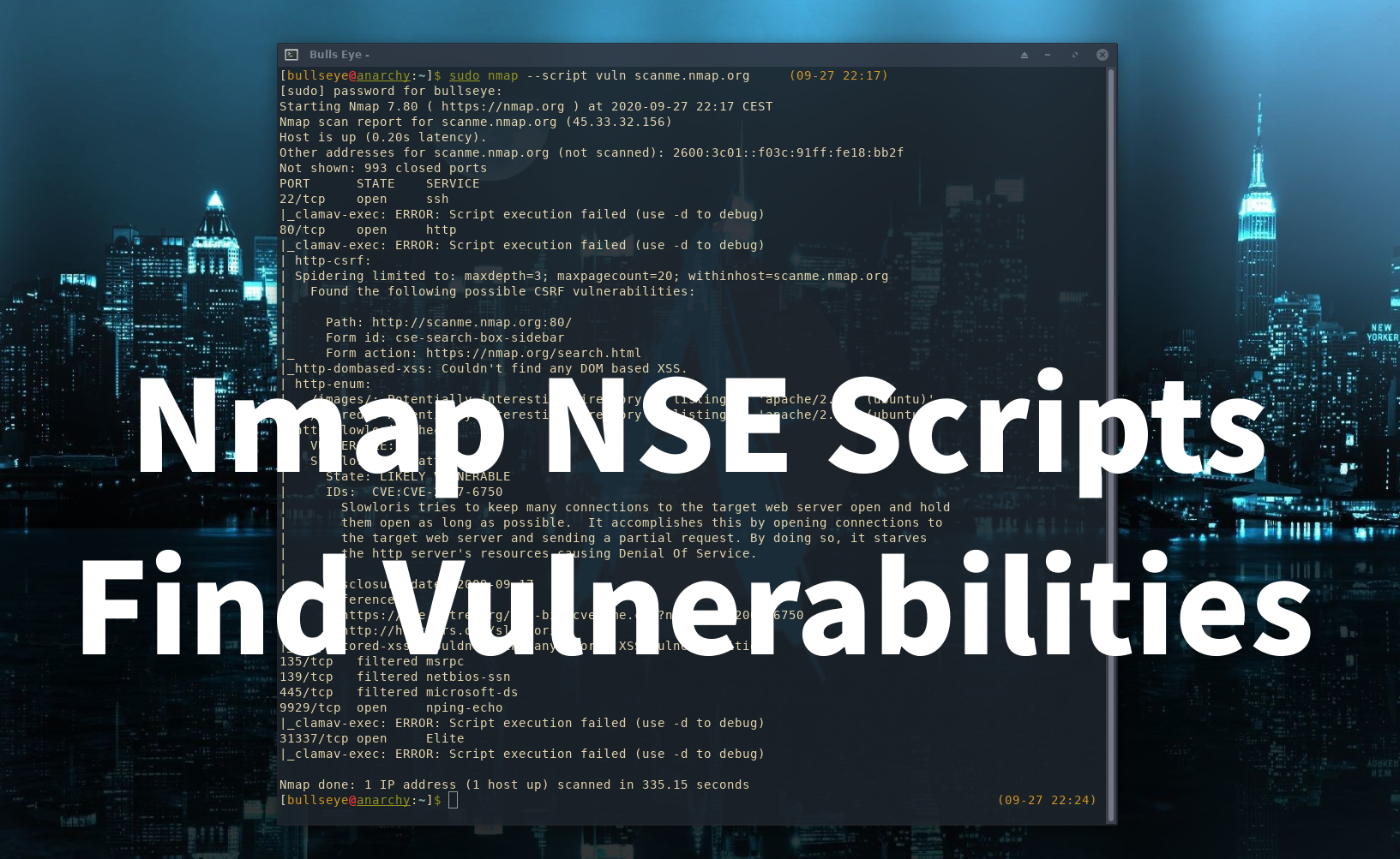 Nmap NSE scripts | Find Vulnerabilities, Nmap has a lot of features and one of them is a built-in script interpreter called NSE Nmap Scripting Engine. /how-to-use-nmap-nse-scripts-to-find-vulnerabilities/featured-image.png