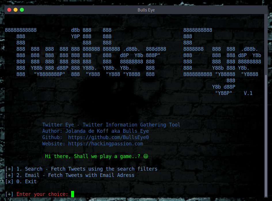 Twitter Eye is a Twitter Information Gathering Tool With Twitter Eye, you can search with various keywords and usernames on Twitter. Then the data you get is saved in a .csv file. /twitter-information-gathering-tool/featured-image.png