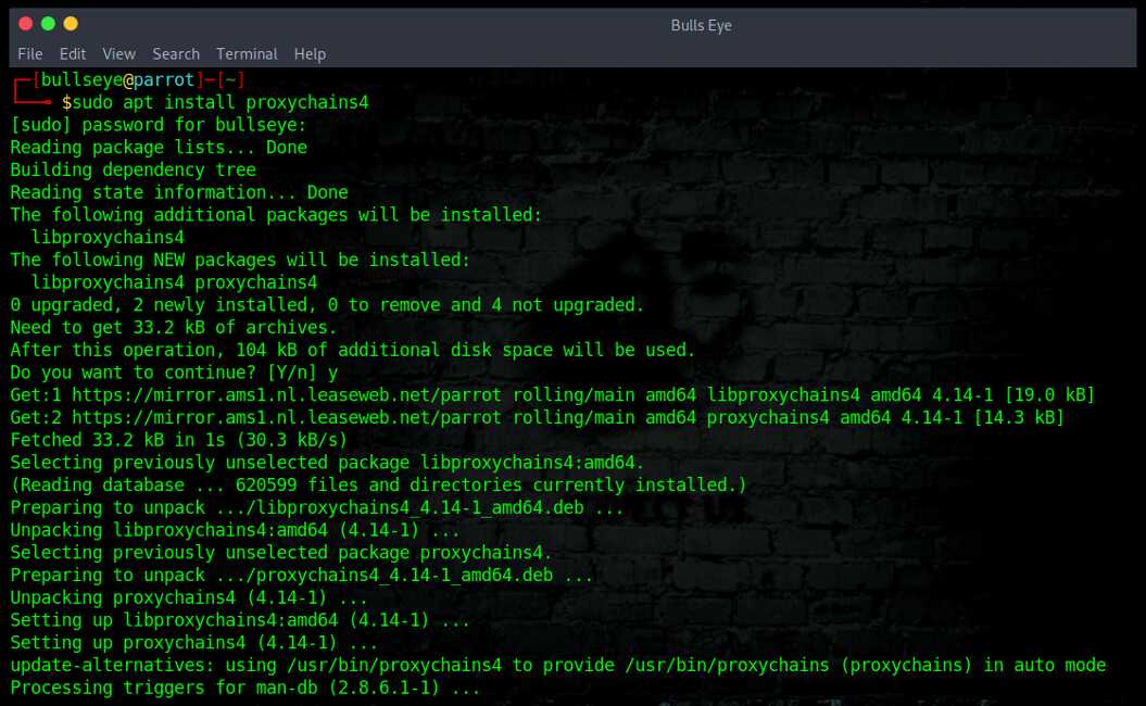 sudo apt install proxychains4 -y