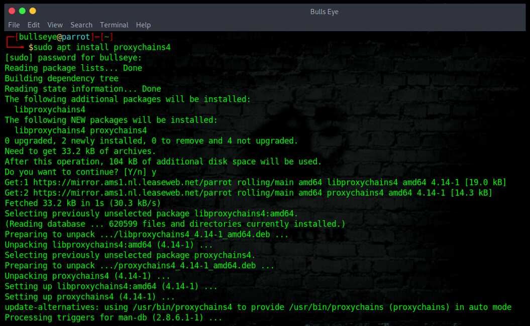 sudo apt install proxychains4 -y