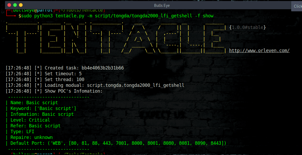 Tentacle Show all function of module