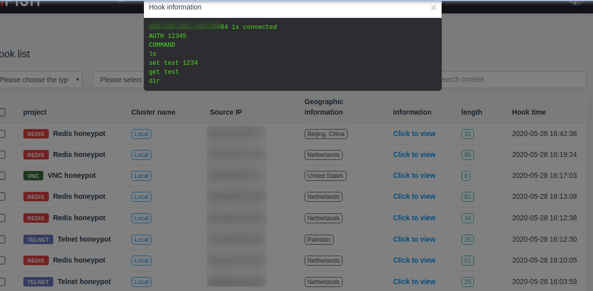 Hook information redis