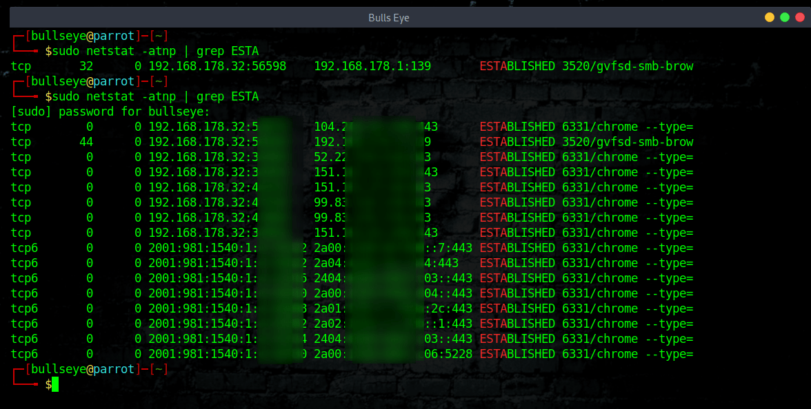 sudo netstat -atnp | grep ESTA