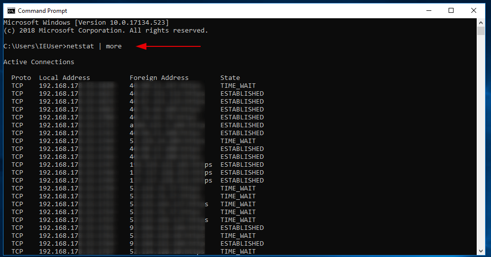 netstat | more