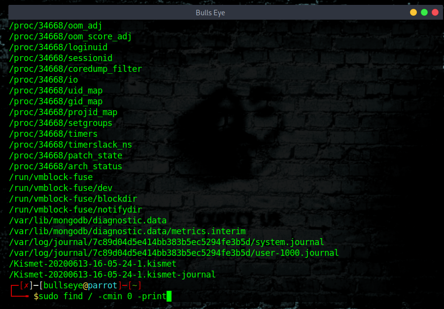 sudo find / -cmin 0 -print